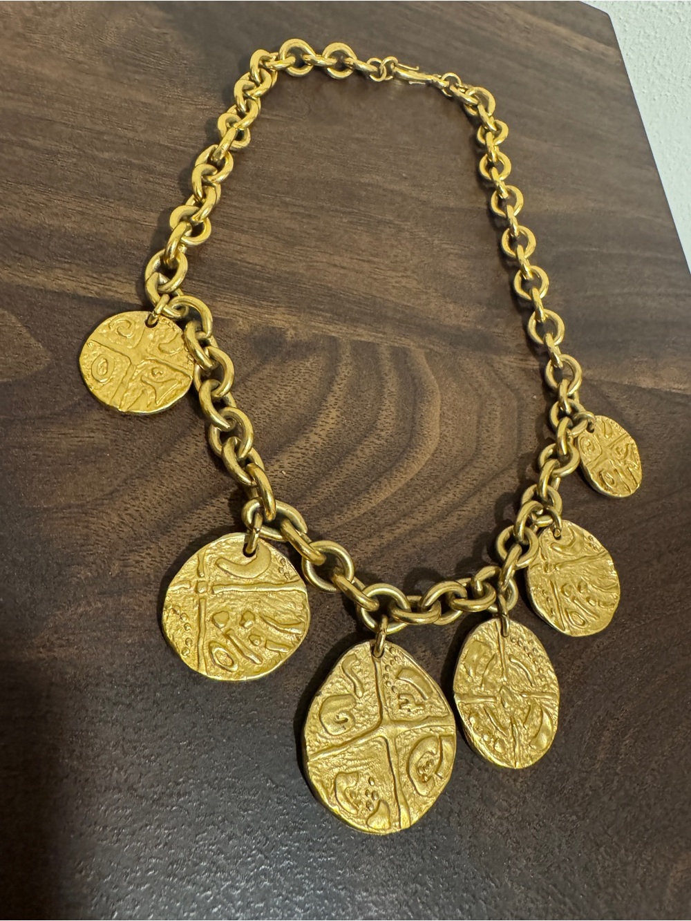 Vintage Money Gold-Tone Coin Medallion Necklace